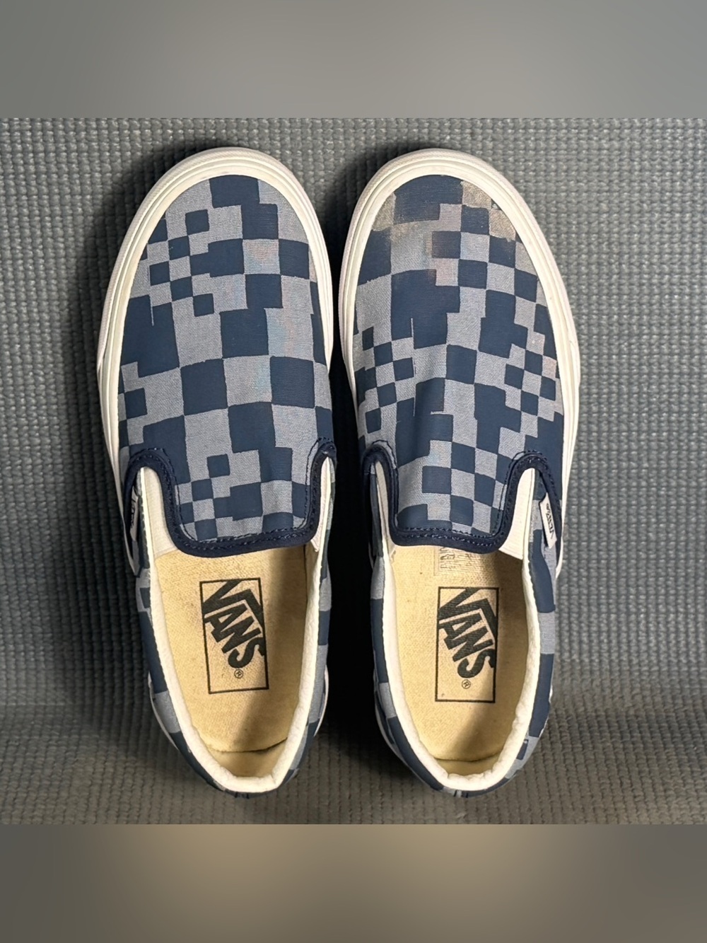 Vans Classic Slip-On Stackform Platform Blue Checker Sneakers Women’s Size 7.5 - Picture 5 of 10